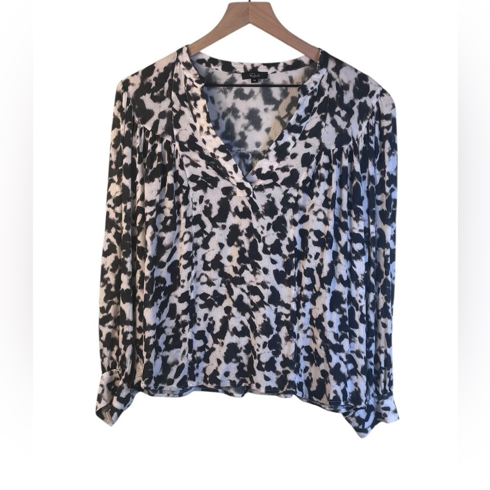 Rails Fable Blurred Cheetah Black and White Animal Print Blouse Top Medium